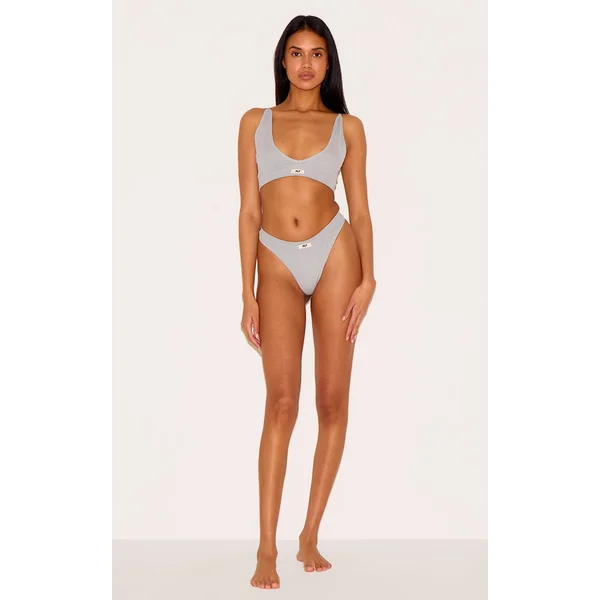 PRETTYLITTLETHING Grey Badge Seamless Thong