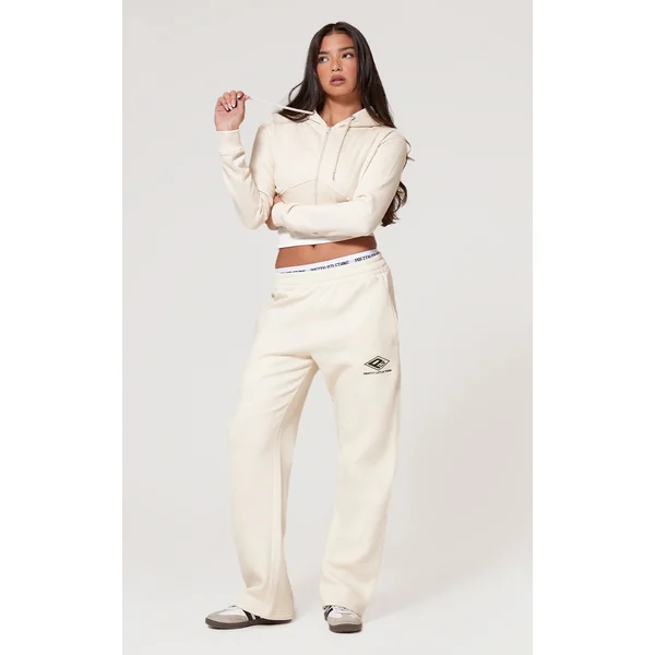 PRETTYLITTLETHING Grey Marl Embroidered Straight Leg Sweatpants