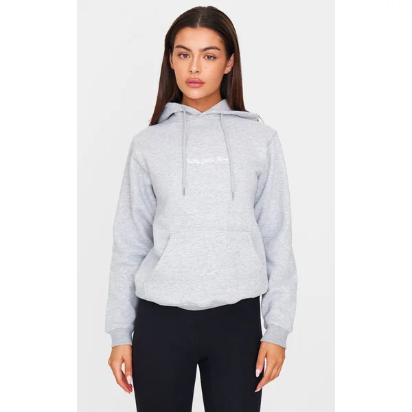 PRETTYLITTLETHING Grey Marl Oversized Sweat Hoodie