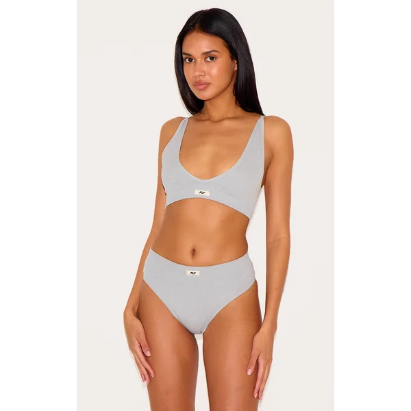 PRETTYLITTLETHING Grey Ribbed Seamless Panties