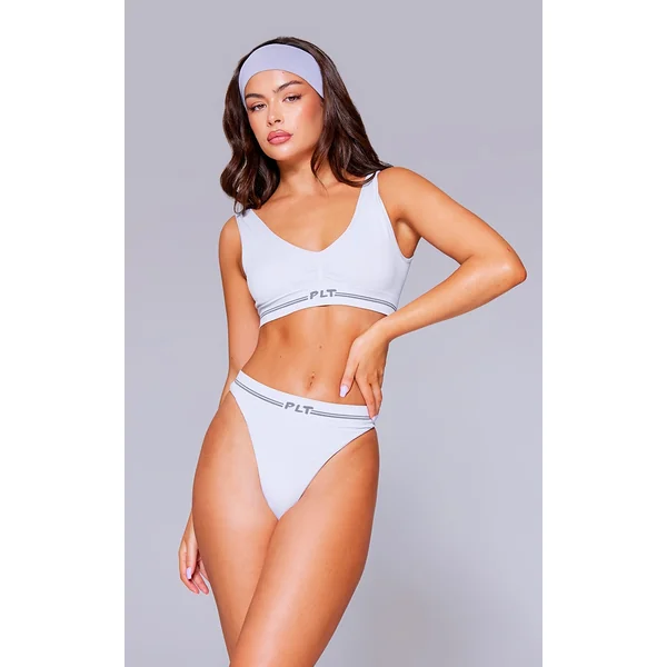 PRETTYLITTLETHING Grey Seamless Ribbed Bra