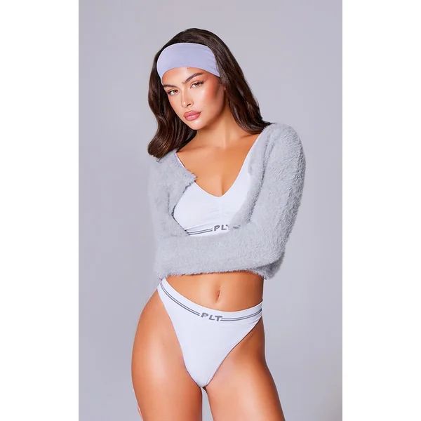 PRETTYLITTLETHING Grey Seamless Ribbed Thong
