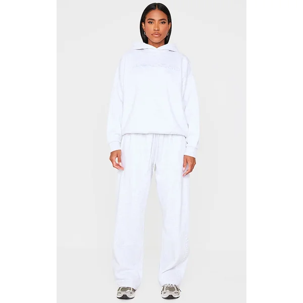 PRETTYLITTLETHING Ice Grey Athletics Club Embossed Straight Leg Sweatpants