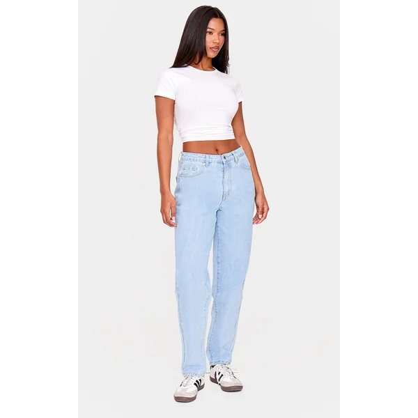 PRETTYLITTLETHING Light Blue Wash High Waist Mom Jeans