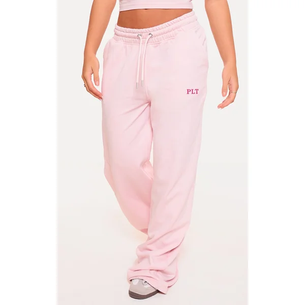 PRETTYLITTLETHING Light Pink Washed Oversized Low Rise Wide Leg Sweatpant
