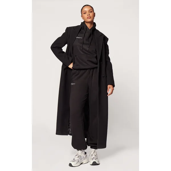 PRETTYLITTLETHING Logo Black Est 2012 Cuffed Sweatpants