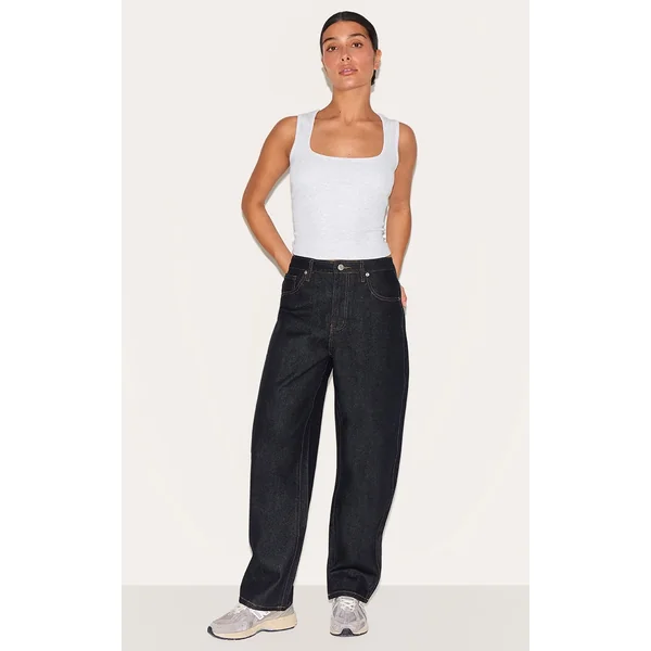 PRETTYLITTLETHING Petite Dark Indigo High Waist Boyfriend Jeans