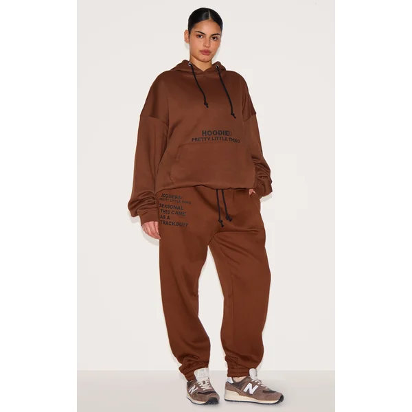 PRETTYLITTLETHING Plus Chocolate Graphic Print Sweatpants