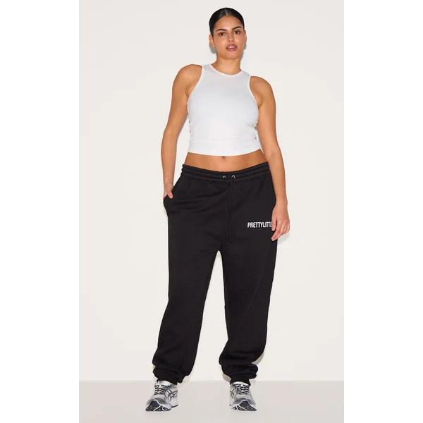 PRETTYLITTLETHING Plus Deep Black High Waisted Cuffed Sweatpants