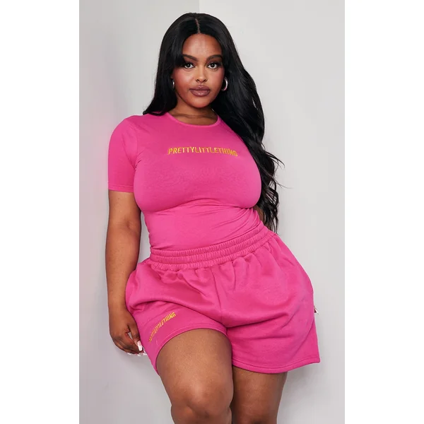 PRETTYLITTLETHING Plus Hot Pink Cap Sleeve Bodysuit