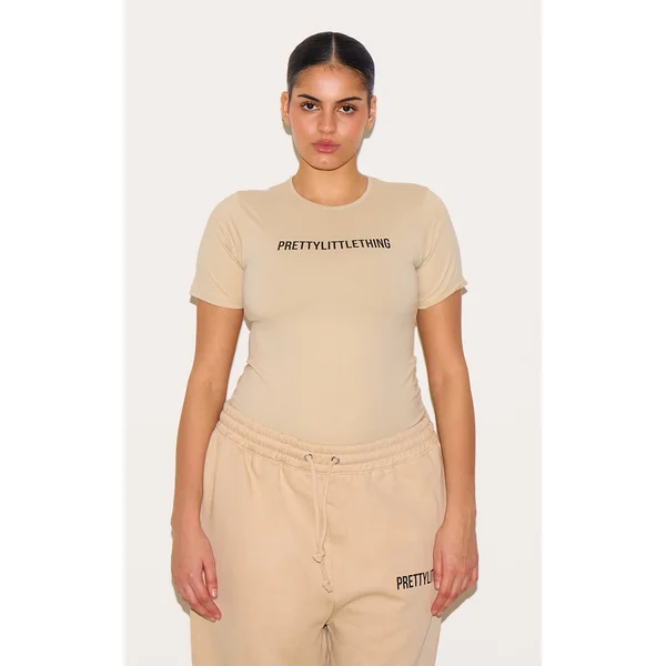 PRETTYLITTLETHING Plus Oatmeal Cap Sleeve Bodysuit