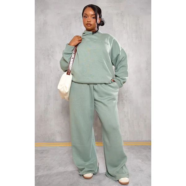 PRETTYLITTLETHING Plus Sage Athletics Club Embossed Sweatpants