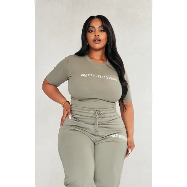 PRETTYLITTLETHING Plus Sage Khaki Cap Sleeve Bodysuit