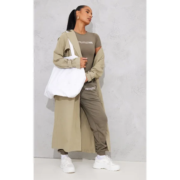 PRETTYLITTLETHING Sage Khaki Prettylittlething High Waist Cuffed Sweatpant