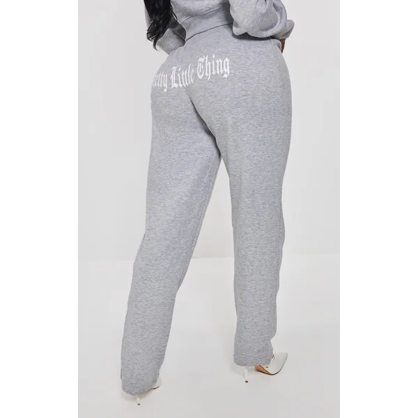 PRETTYLITTLETHING Shape Grey Marl Printed Back Oversized Sweatpants