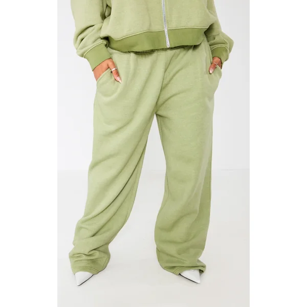 PRETTYLITTLETHING Shape Khaki Washed Wide Leg Sweatpants