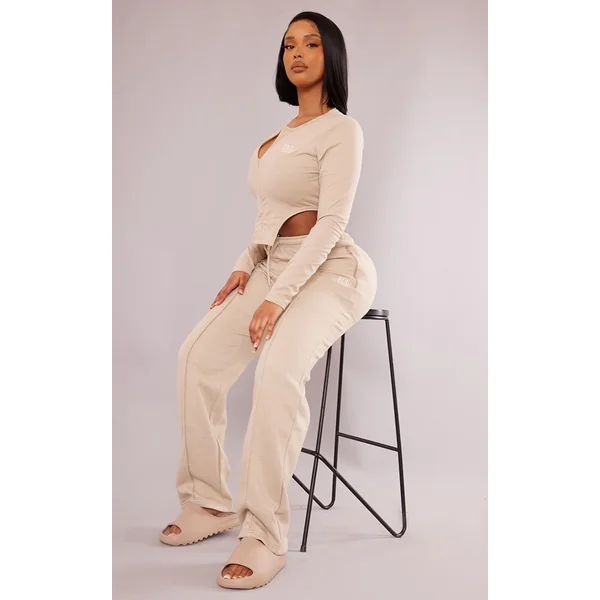 PRETTYLITTLETHING Shape Stone Zip Pocket Detail Wide Leg Sweatpants