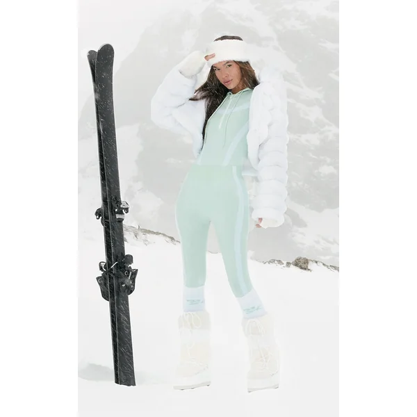 PRETTYLITTLETHING SKI Mint Seamless Contrast Seam Bodysuit And Legging Set