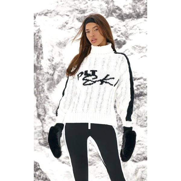 PRETTYLITTLETHING SKI Monochrome Jacquard Oversized Sweater