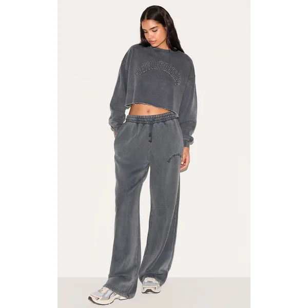 PRETTYLITTLETHING Tall Charcoal Blue Extreme Oversized Drawstring Wide Leg Sweatpants