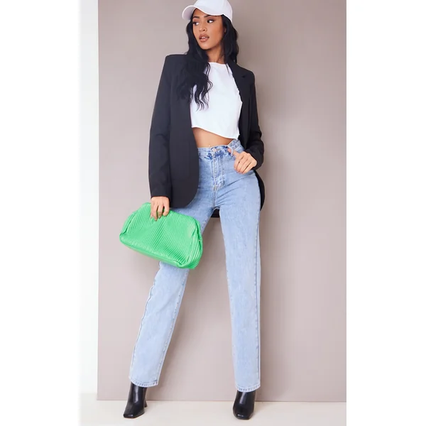 PRETTYLITTLETHING Tall Light Blue High Waist Straight Leg Jeans