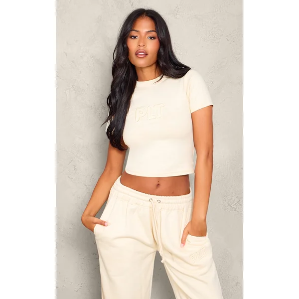 PRETTYLITTLETHING Tall Stone Embroidered Fitted T Shirt