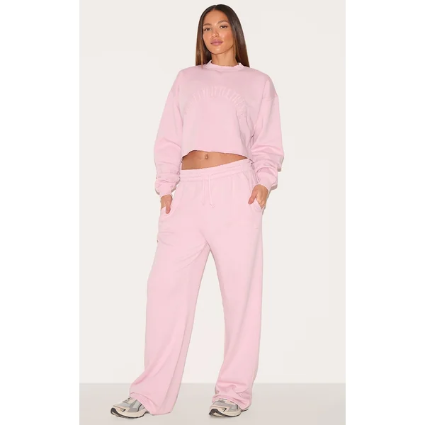 PRETTYLITTLETHING Tall Washed Pink Extreme Oversized Drawstring Wide Leg Sweatpants