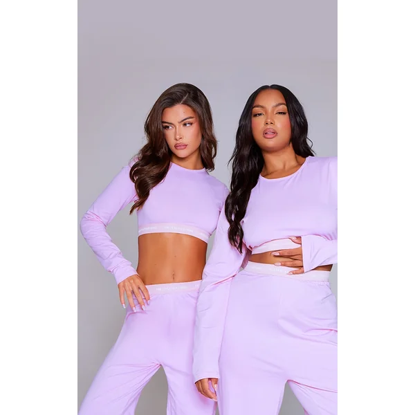 PRETTYLITTLETHING Tape Baby Pink Long Sleeve PJ Top