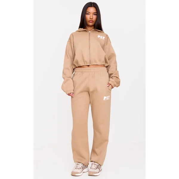 PRETTYLITTLETHING Taupe Oversized Cuffed Sweatpants