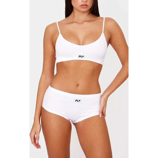 PRETTYLITTLETHING White Woven Badge Seamless Brief