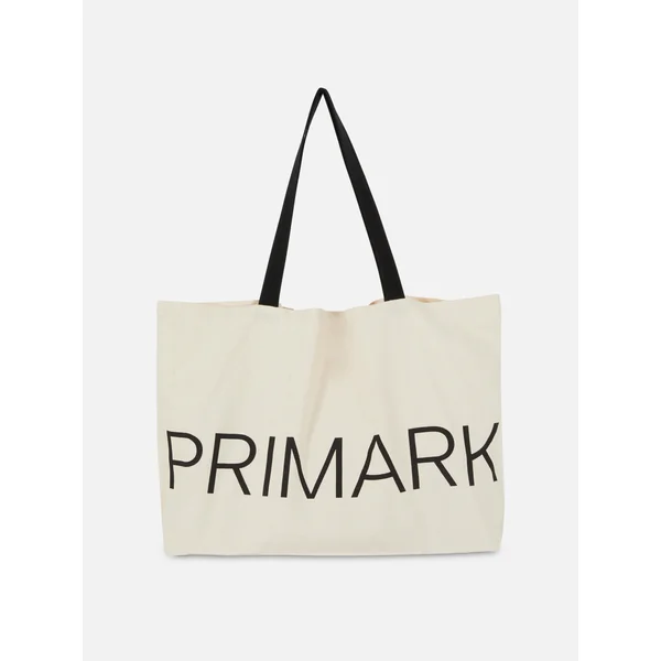 Primark Graphic Canvas Tote - Natural