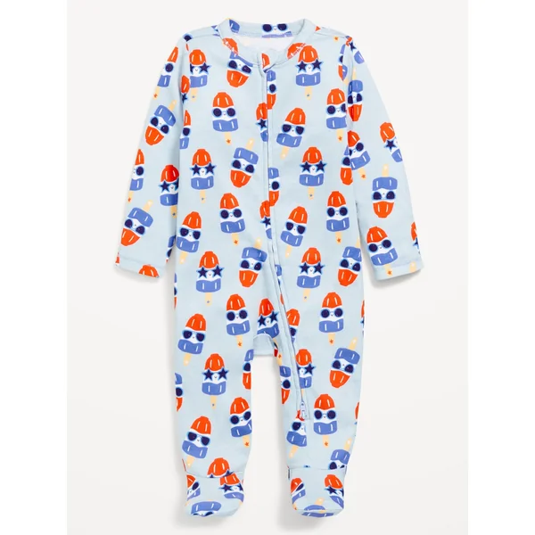 Printed 2-Way-Zip Sleep & Play Footed One-Piece for Baby - Americana Popsicles