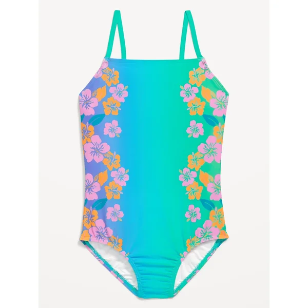 Printed Back Cutout One-Piece Swimsuit for Girls - RIVIERA