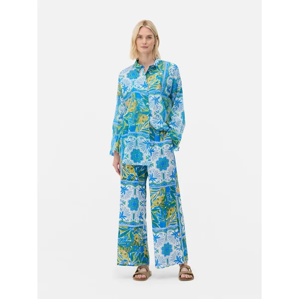 Printed Beach Shirt - Bright Green