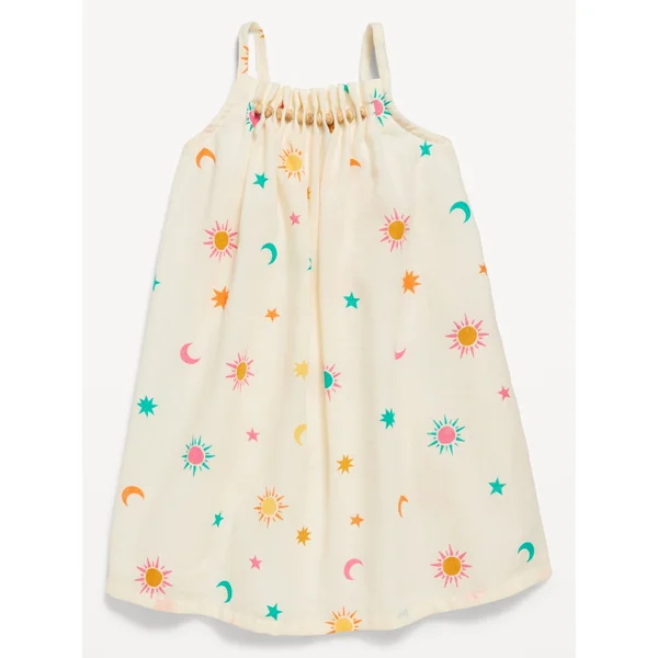 Printed Beaded Cami Dress for Toddler Girls - Celestial Print