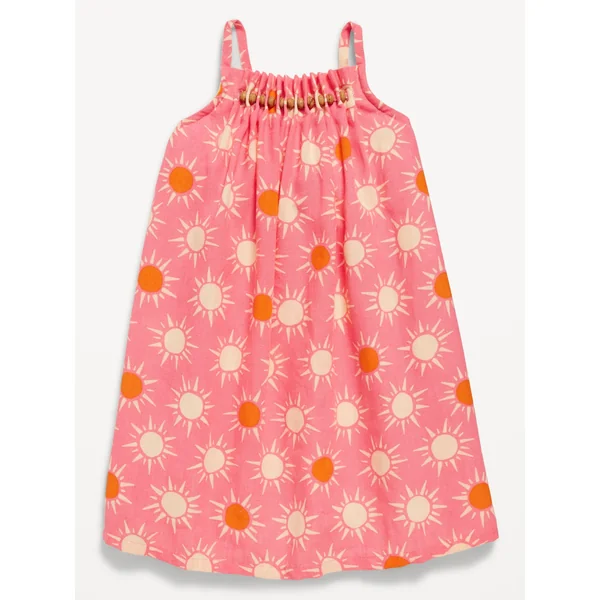 Printed Beaded Cami Dress for Toddler Girls - Light Peony