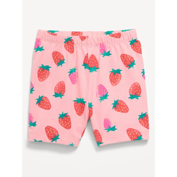 Printed Biker Shorts for Toddler Girls - Strawberry