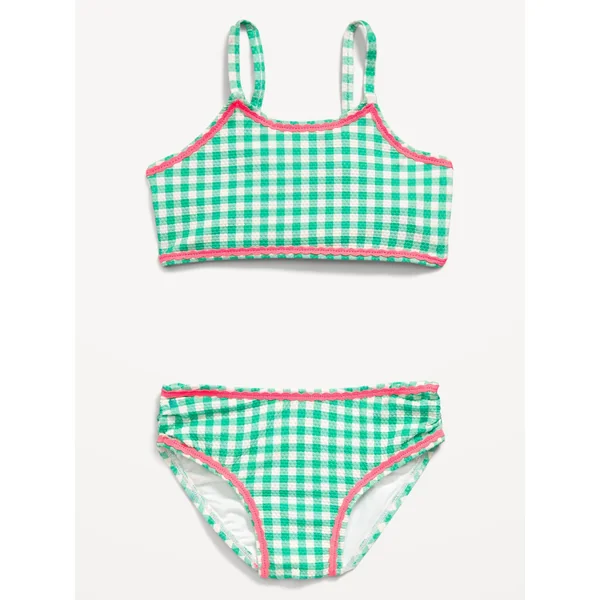 Printed Bikini Swim Set for Toddler & Baby - Green Gingham