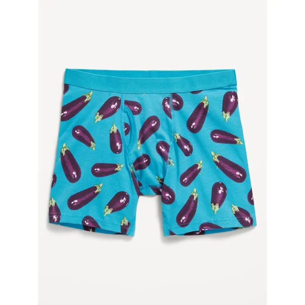 Printed Boxer Briefs -- 6.25-inch inseam - Eggplant