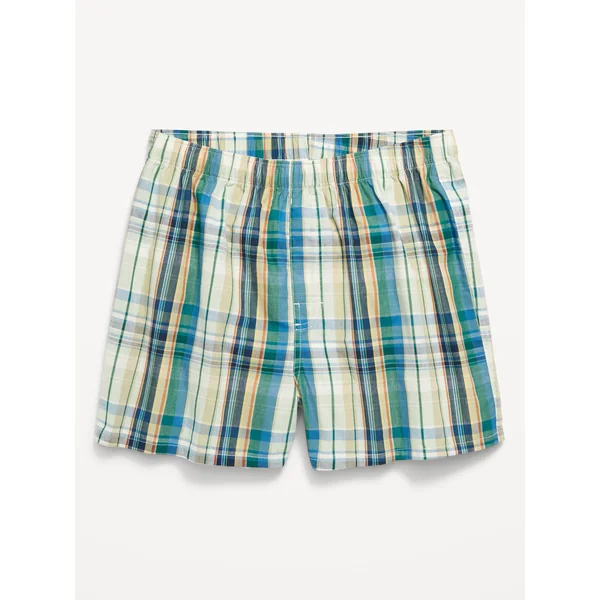 Printed Boxer Shorts - Blue/Yellow Plaid