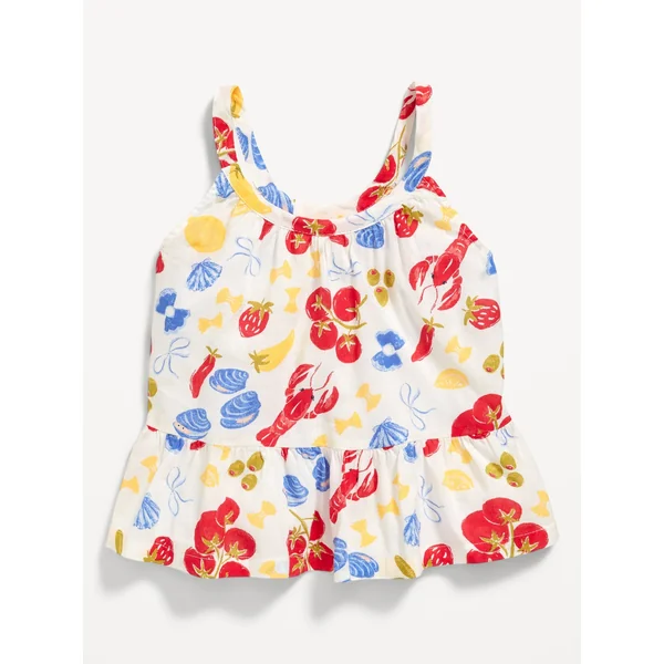 Printed Cami Peplum Top for Toddler Girls - Lobster
