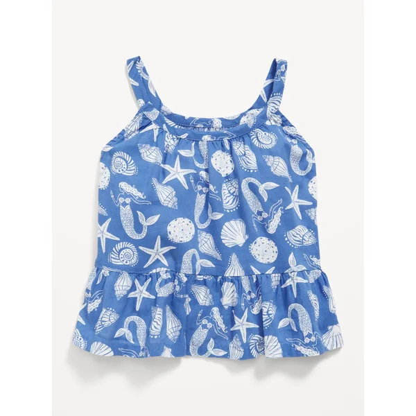 Printed Cami Peplum Top for Toddler Girls - Mermaid