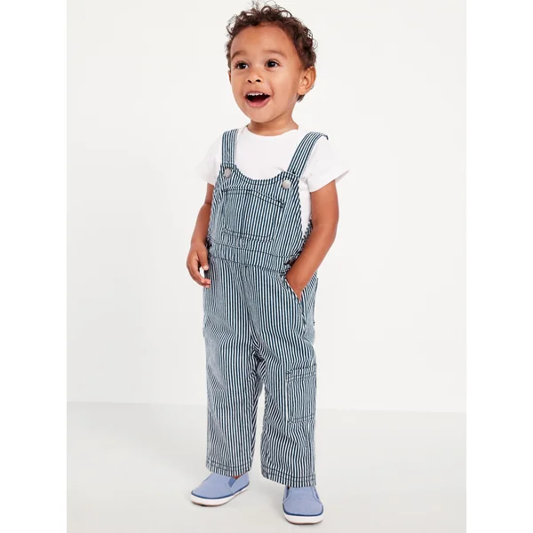 Printed Carpenter Twill Overalls for Baby - Railroad Stripe