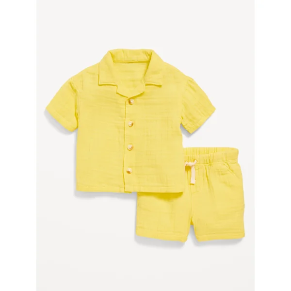 Printed Double-Weave Shirt and Shorts Set for Baby - It Butter Be