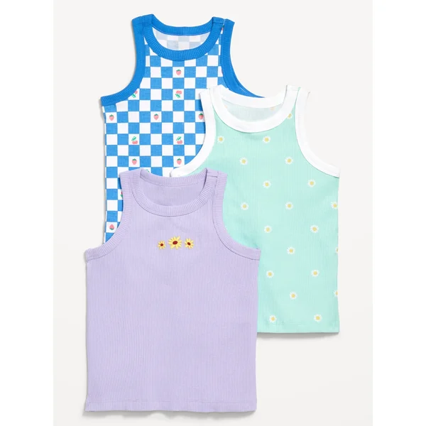 Printed Fitted Tank Top 3-Pack for Girls - Lavender Haven