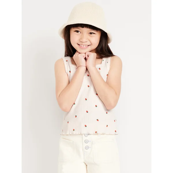 Printed Fitted Tank Top for Girls - Strawberry