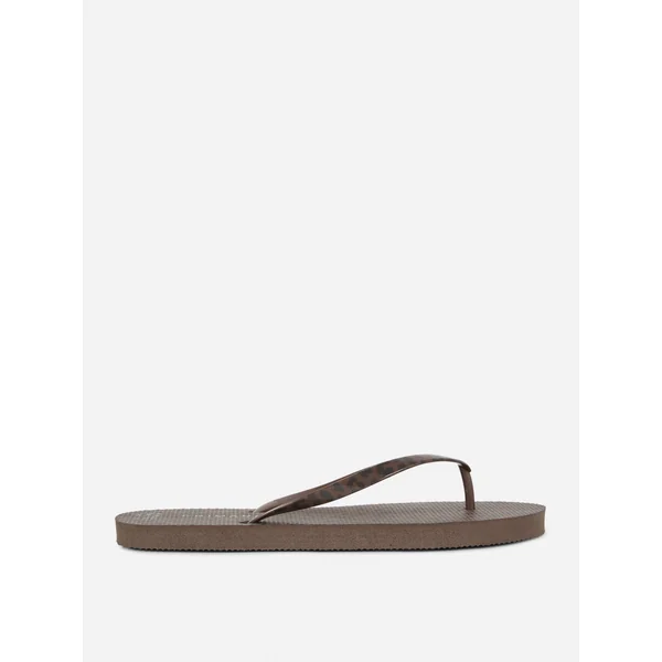 Printed Flip Flops - Dark Brown