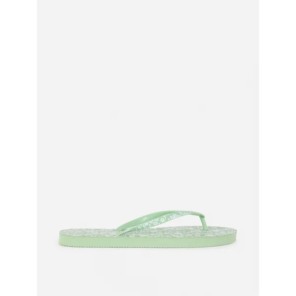 Printed Flip Flops - Green