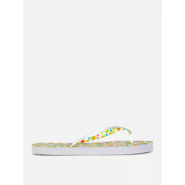 Printed Flip Flops - White