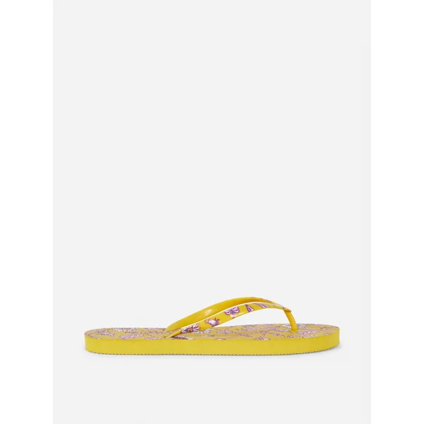 Printed Flip Flops - Yellow